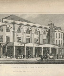 Antique Engraving Print, Surry Theatre, Blackfriars Road, 1828