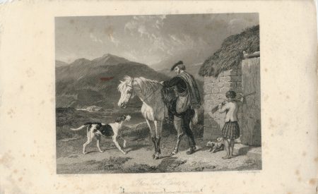 Antique Engraving Print, The Tod Hunter, 1860