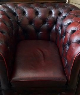 Vintage Handmade Red Leather Chesterfield Armchair