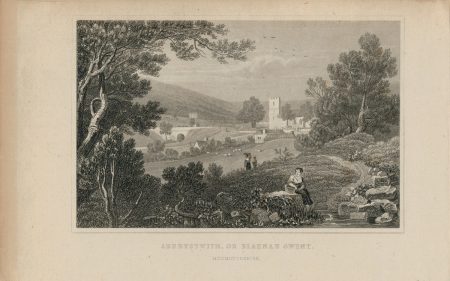 Antique Engraving Print, Aberystwith, or Blaenau Gwent, 1831