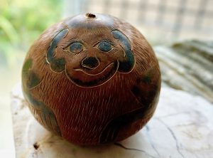 Vintage Handmade Carved Gourd Art, 1950
