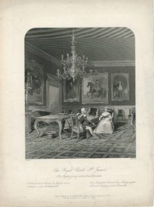 Antique Engraving Print, The Royal Closet, 1845