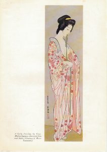 Vintage Japanese Print, A Lady Dressing by Goyo, 1932