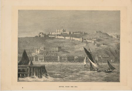 Antique Print, Dover From the Sea, 1885