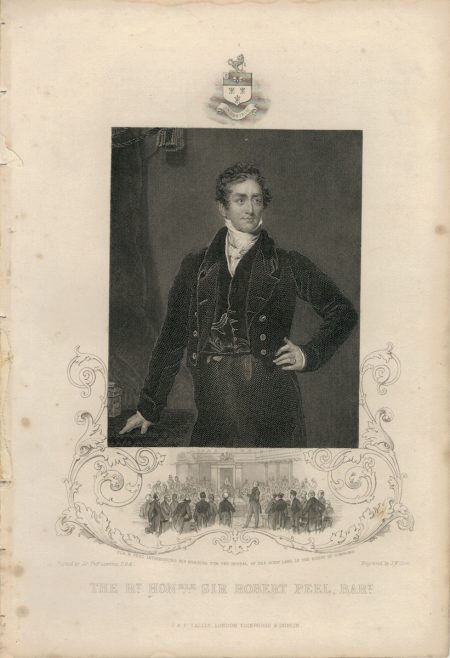 Antique Engraving Print, Sir Robert Peel, 1850