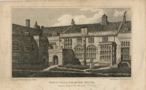 Antique Engraving Print, Great Hall Charter House, 1805