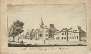 Antique Engraving Print, The North Front of Chelsea Hospital, 1770 ca.