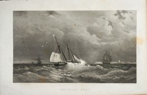 Antique Engraving Print, The Pilot Boat, 1840 ca.