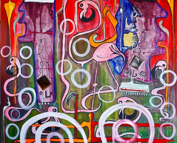 Politics and nature, mixed media on canvas by Mary Blindflowers©