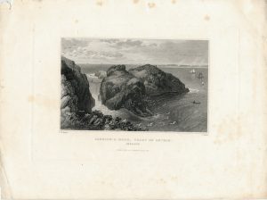 Antique Engraving Print, Carrick-A-Rede, Ireland, 1844