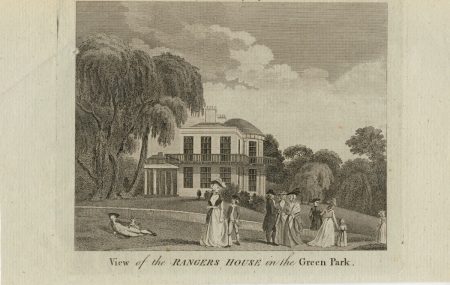 Antique Engraving Print, View of the Rangers House in the Green Park, 1810 ca.