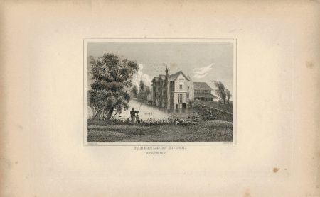 Antique Engraving Print, Farringdon Lodge, Berkshire, 1845