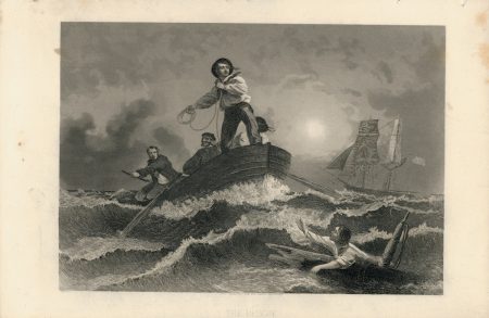 Antique Engraving Print, The Rescue, 1840 ca.