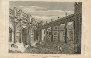 Antique Engraving Print, Lothbury Court: Bank New Buildings, 1809