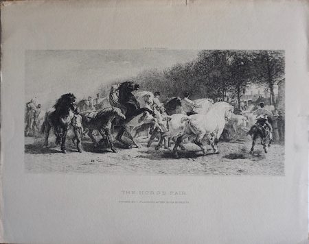 Antique Engraving Print, The Horse Fair, Rosa Bonheur, 1859