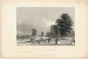 Antique Engraving Print, View in St. James Park, 1837