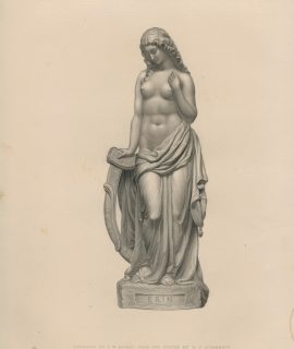 Antique Engraving Print, Statue by W,J. O' Doherty, 1861