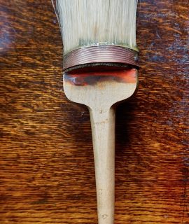 Rare antique wood and copper badger hair brush
