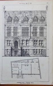 Antique Print, Curriers Hall, London, 1873