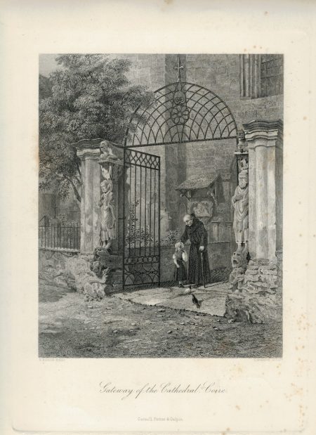Antique Engraving Print, Gateway of the Cathedral, Loire, 1876