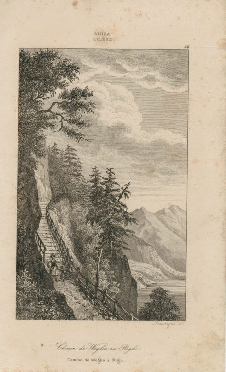 Antique Engraving Print, Chemin de Weglin au Righi, 1830