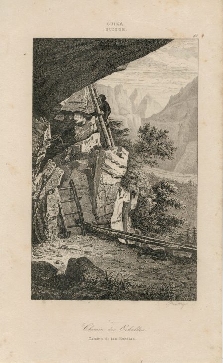 Antique Engraving Print, Chemin des Echelles, 1830