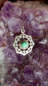 Vintage 925 silver pendant with natural turquoise