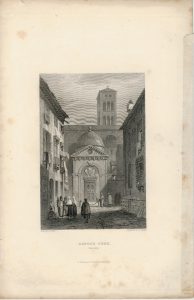 Antique Engraving Print, Dante's Tomb, Ravenna, 1830