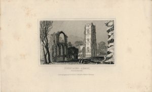 Antique Engraving Print, Fountains Abbey, Dugdales, 1830