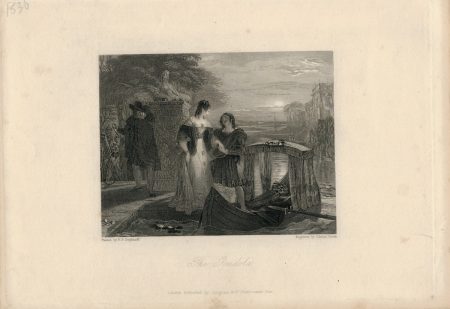 Antique Engraving Print, The Gondola, 1836