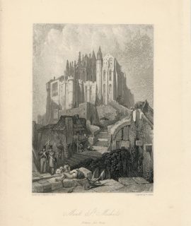 Antique Engraving Print, Mont St. Michel, 1836