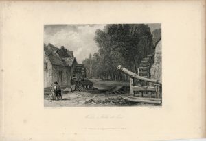 Antique Engraving Print, Water and Mills, 1836