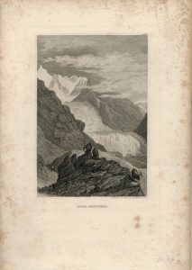 Antique Engraving Print, Rhone-Gletscher, 1834