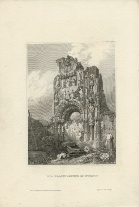 Antique Engraving Print, Die Pracht, Ruine in Burgos, 1830