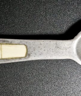 Rare Antique Metal Bone Inlay Salad Spoon