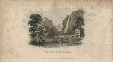 Antique Engraving Print, View in Switzerland, 1830