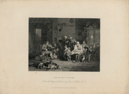 Antique Engraving Print, The Blind Fiddler, 1832