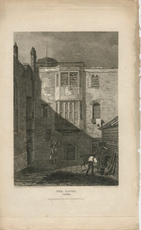 Antique Engraving Print, The Savoy, London, 1815