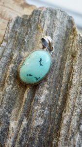 Vintage Original Turquoise Pendant fitted in Silver 925
