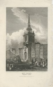 Antique Engraving Print, Bow Church, 1815