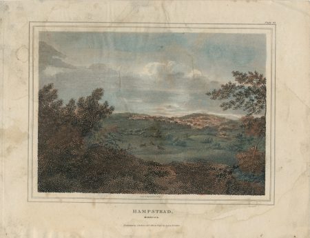 Rare Antique Engraving Print, Hampstead, Middlesex, 1818
