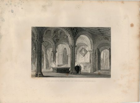 Antique Engraving Print, The Galilee West End of Durham Cathedral, 1830