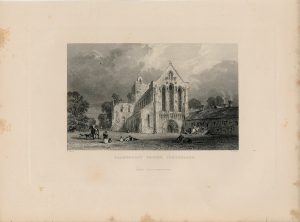 Antique Engraving Print, Llanercost Priory, Cumberland, 1844