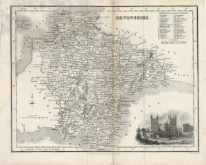 Antique Map of Devonshire, Fullarton & Co, 1840 ca.