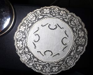 Ancient Handmade Carving Doily and Filet
