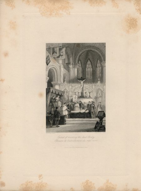 Antique Engraving Print, Epreuve de l'attouchement du corp mort, 1844