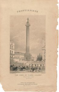 Antique engraving print: "The Duke of Yorks Column from St. James's Park, London", 1860