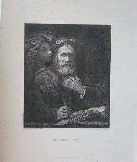 Antique Engraving Print, The Philosopher, 1878
