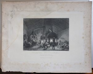 Antique Engraving Print, Falcon Glass House, 1842