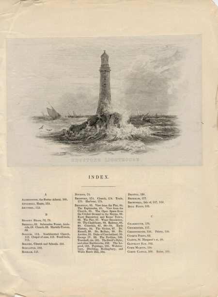 Antique Engraving Print, Edystone Lighthouse, 1860 ca.